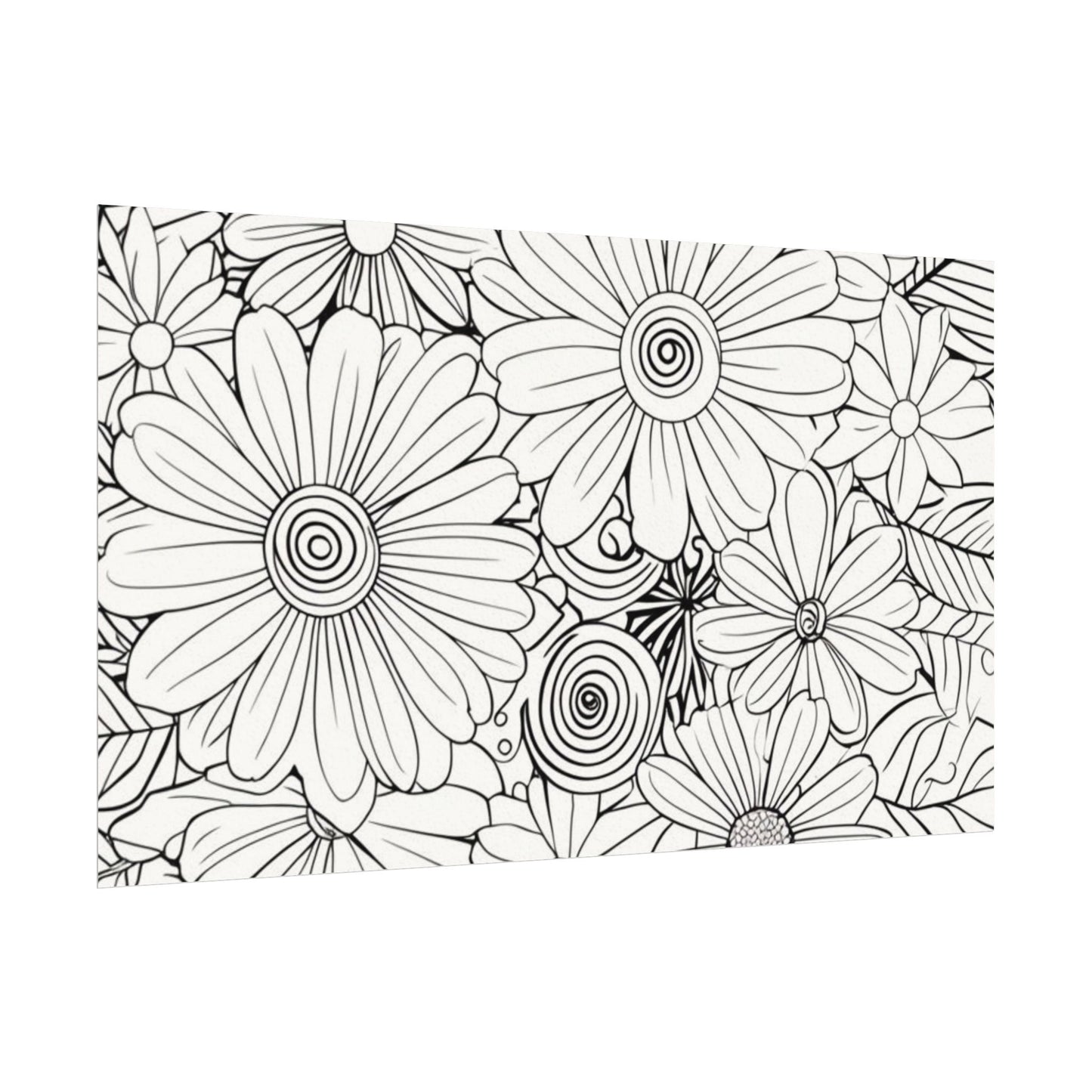 COLOR IT YOURSELF Floral Line Art Poster — Textured Matte Print