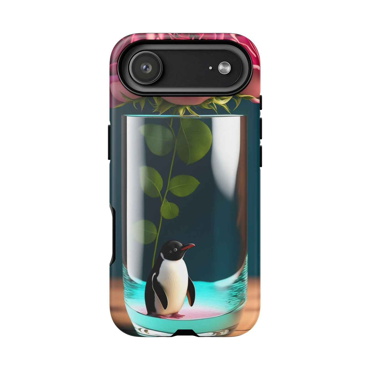 Penguin in a Glass Floral Tough Phone Case — Cute Protective Phone Cover