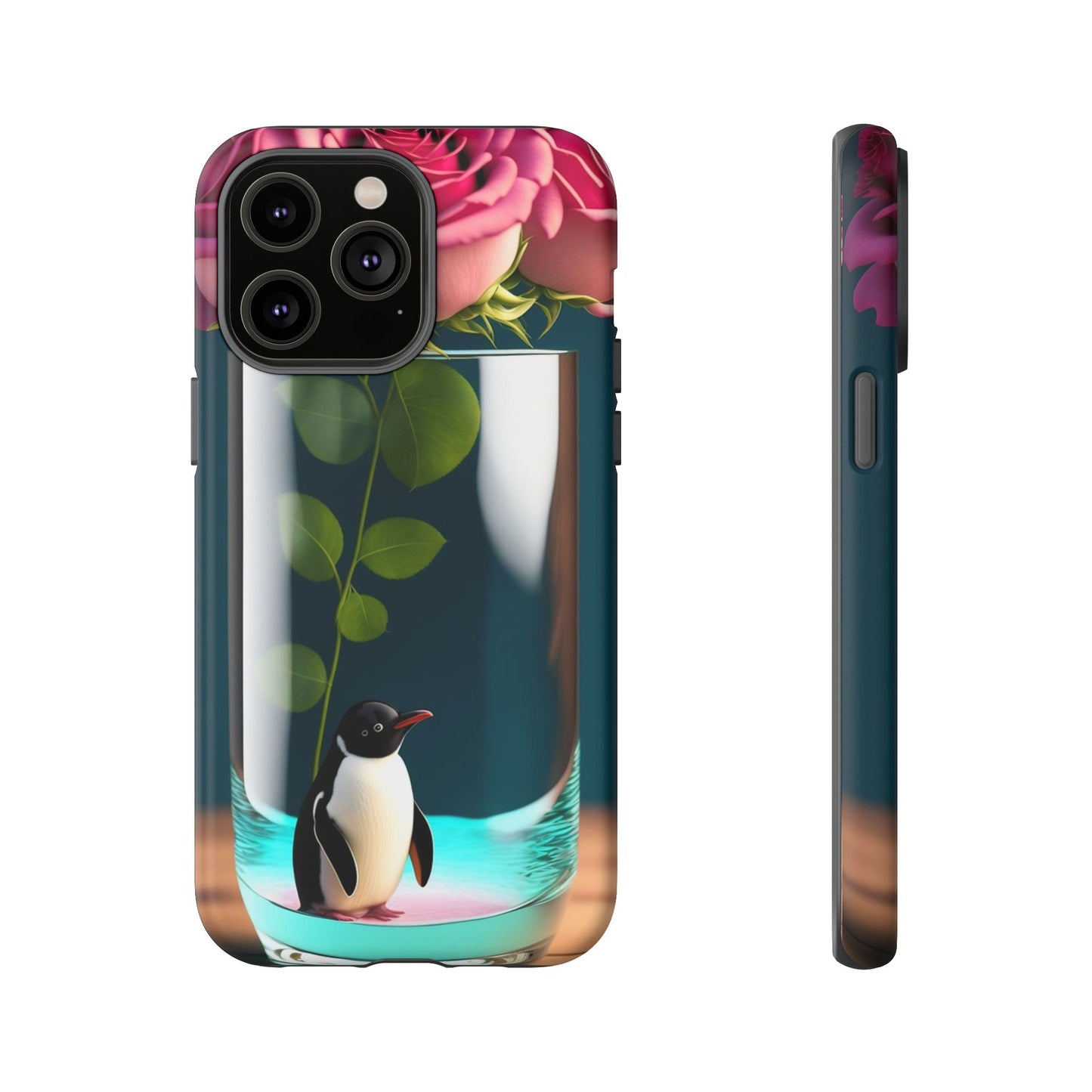 Penguin in a Glass Floral Tough Phone Case — Cute Protective Phone Cover