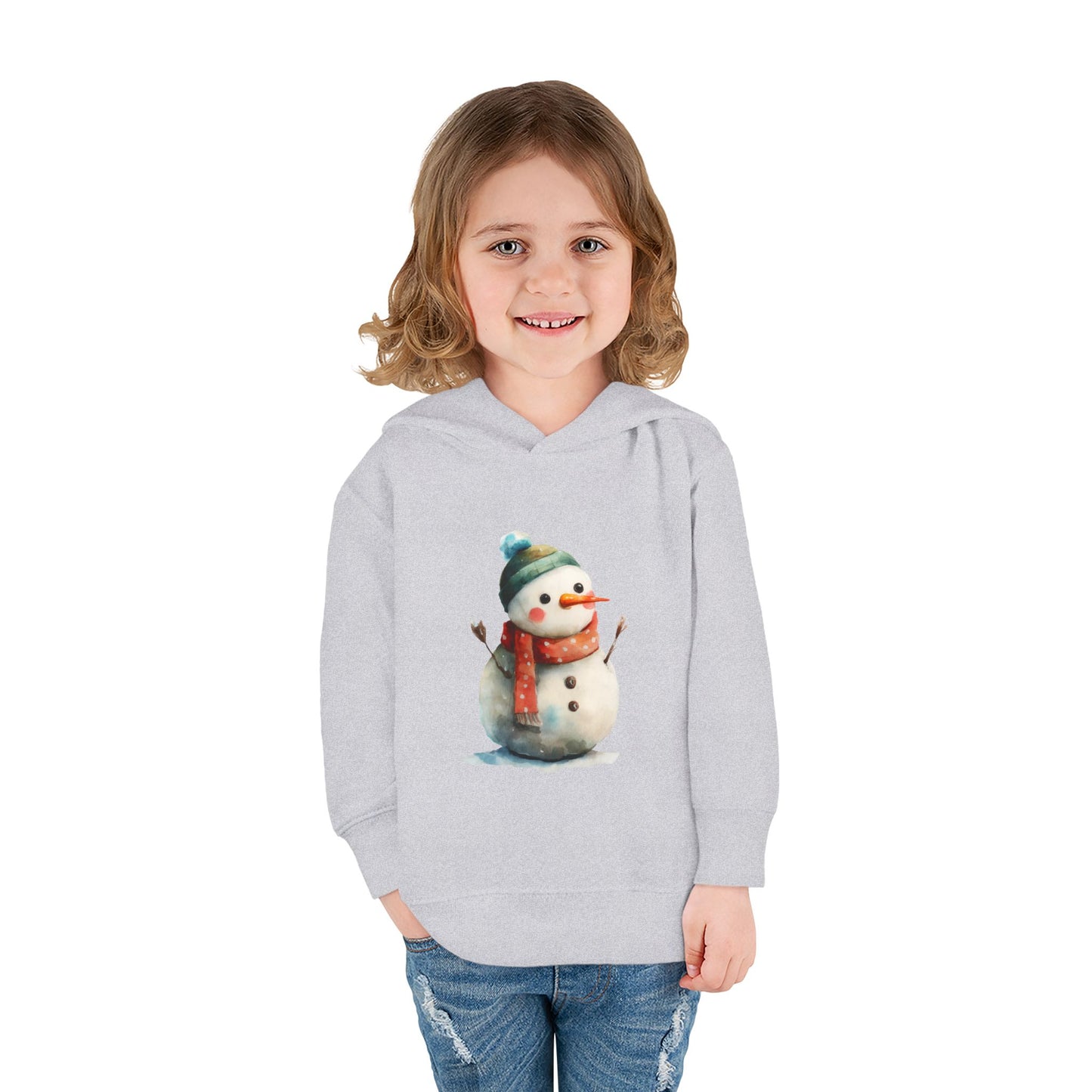 Cozy Snowman Toddler Pullover Fleece Hoodie - Winter Apparel, Cute Gift for Kids, Holiday Wear, Soft Hoodie for Toddlers, Christmas Outfit