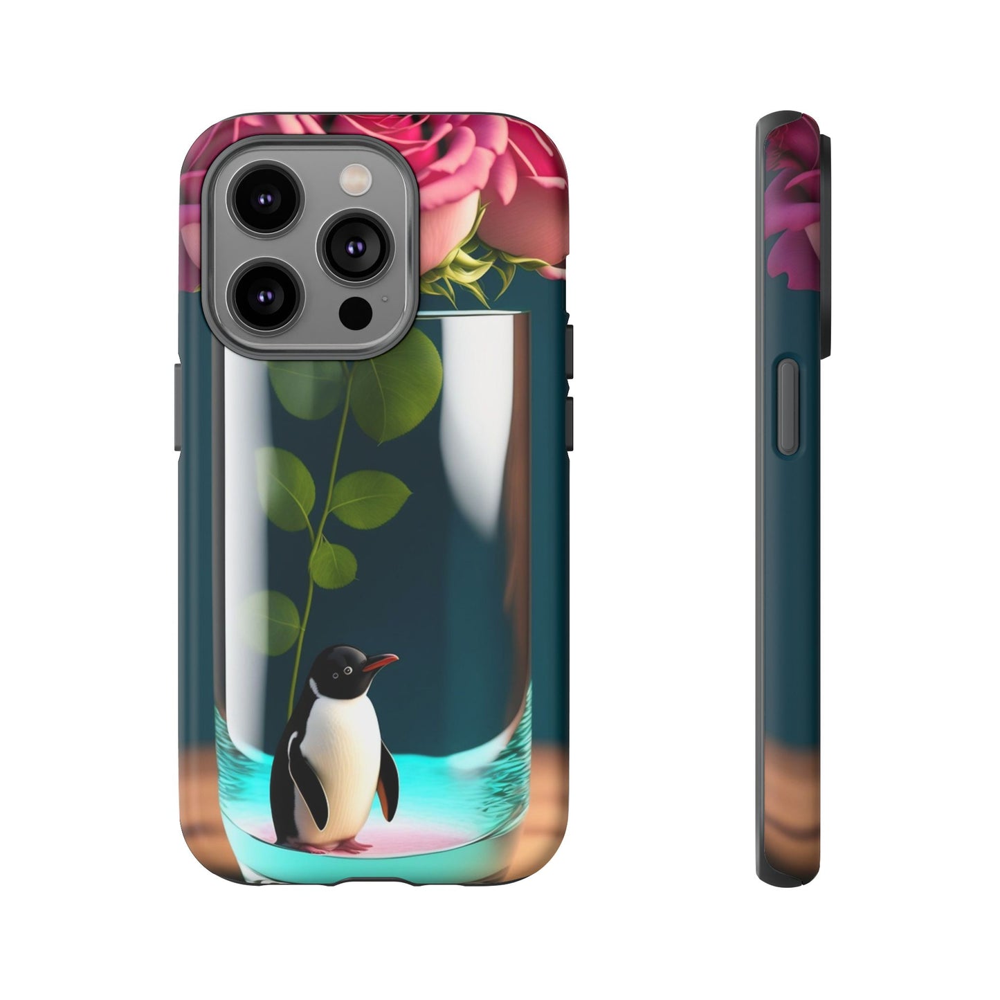 Penguin in a Glass Floral Tough Phone Case — Cute Protective Phone Cover