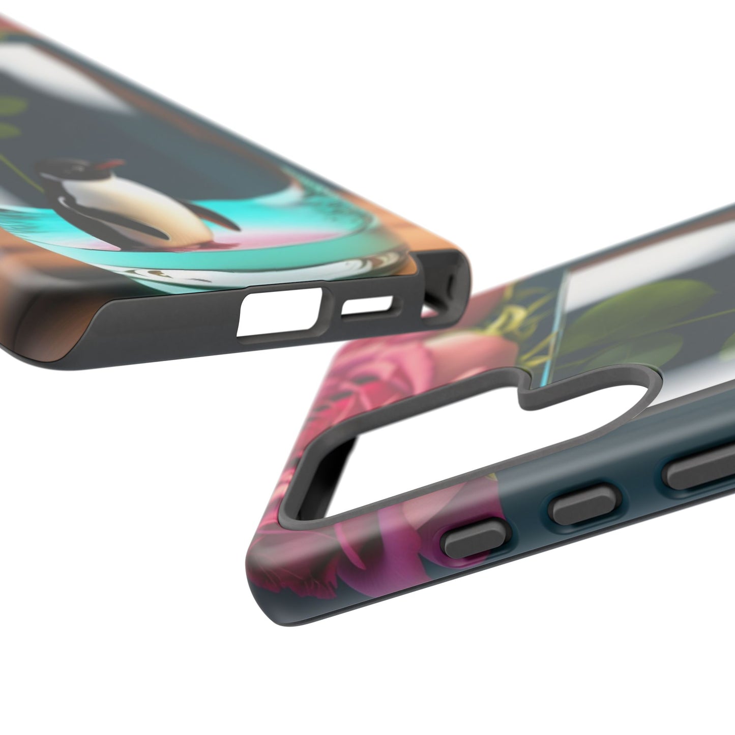 Penguin in a Glass Floral Tough Phone Case — Cute Protective Phone Cover