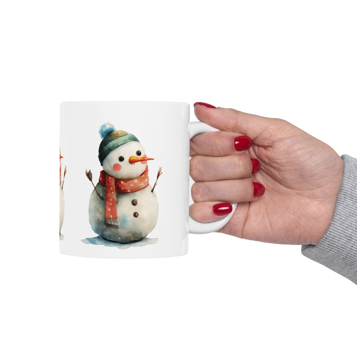 Whimsical Snowman Ceramic Mug, Holiday Gift, Winter Decor, Hot Cocoa Mug, Christmas Present, Cozy Kitchen Accessory