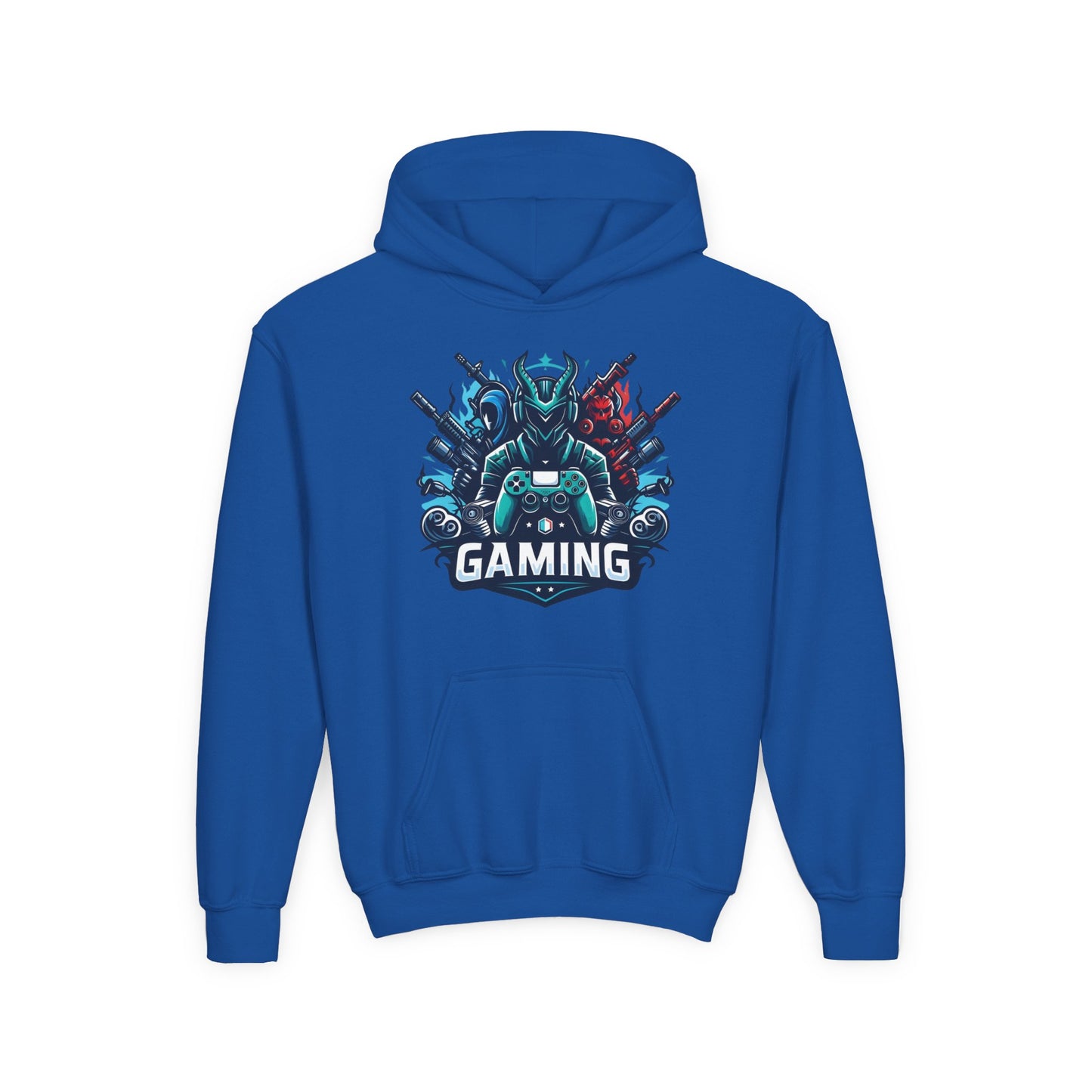 Youth Gaming Hoodie — Robotic Gamer Emblem Sweatshirt