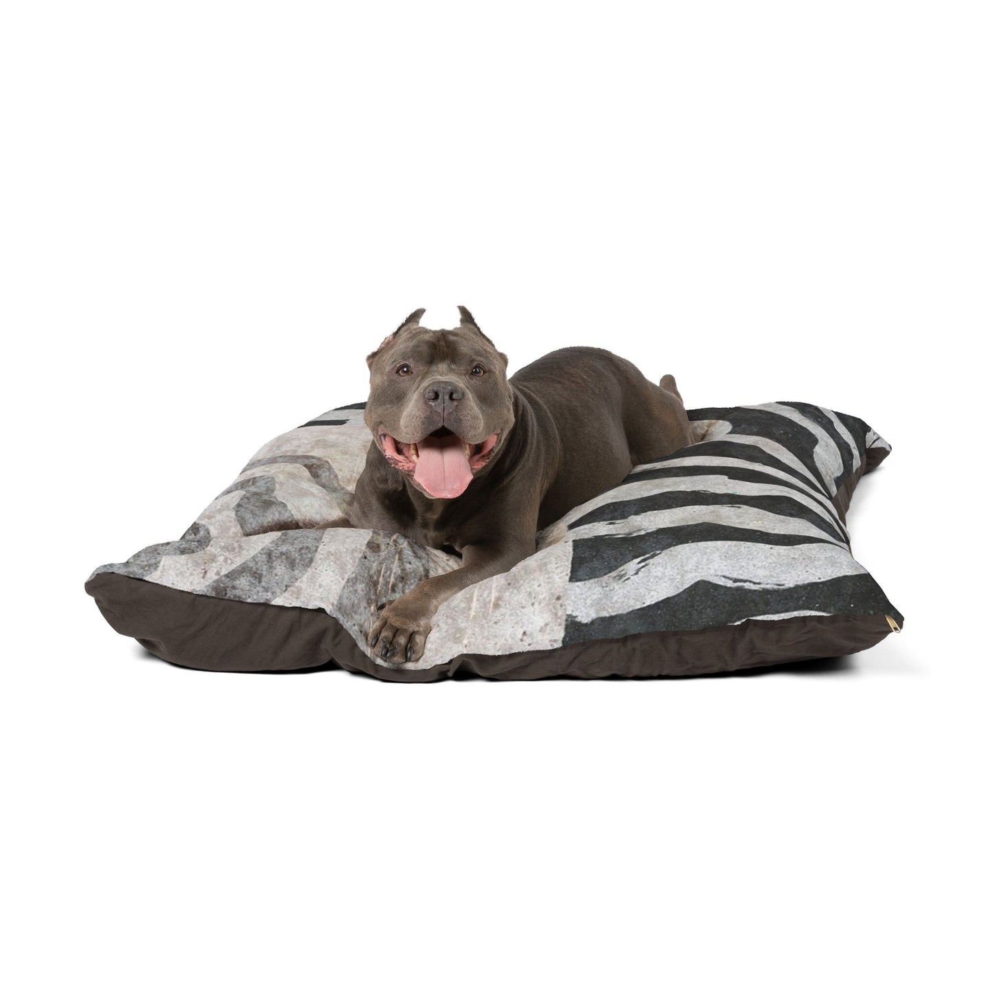 Abstract Wave Pattern Pet Bed — Plush Black & Gray Dog & Cat Cushion