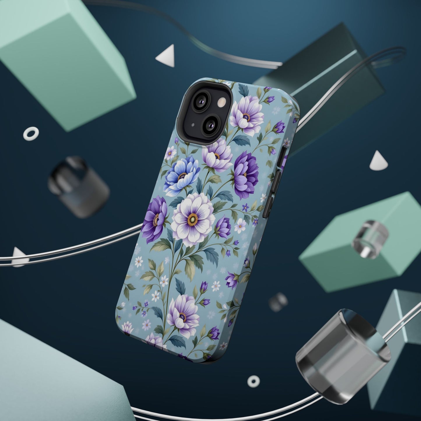 Floral Purple Peony Phone Case — Magnetic Impact‑Resistant Protective Cover