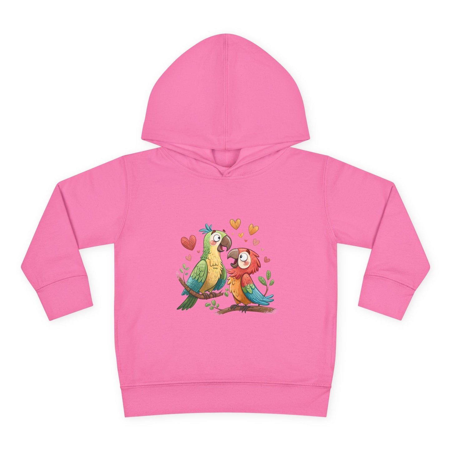 Toddler Hoodie — Cute Parrot Love Pullover (Heart Bird Kids Sweatshirt)