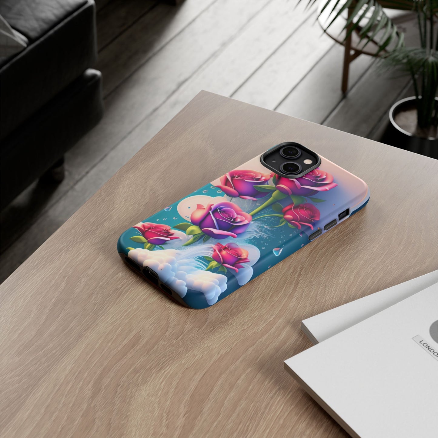 Floral Dream Tough Phone Case — Rose Bouquet Clouds Design