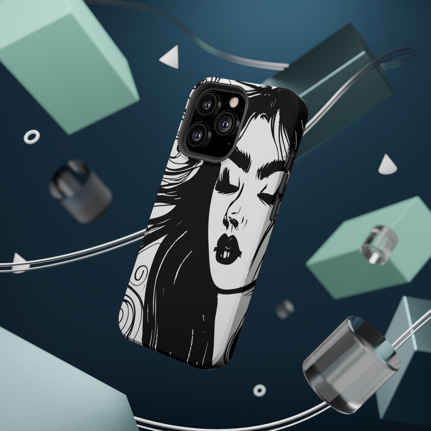 Artistic Black & White Portrait Phone Case — Magnetic Impact-Resistant