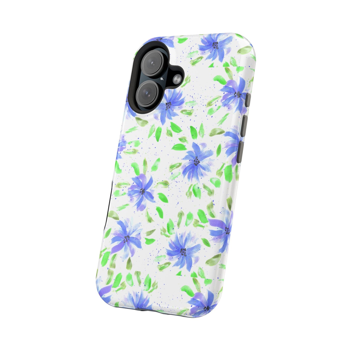 Floral Blue Watercolor Phone Case — Magnetic Impact-Resistant