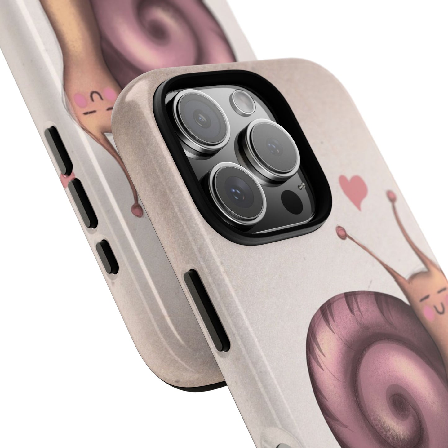 Cute Snail Phone Case — Pink Heart Cartoon Protective iPhone Cover