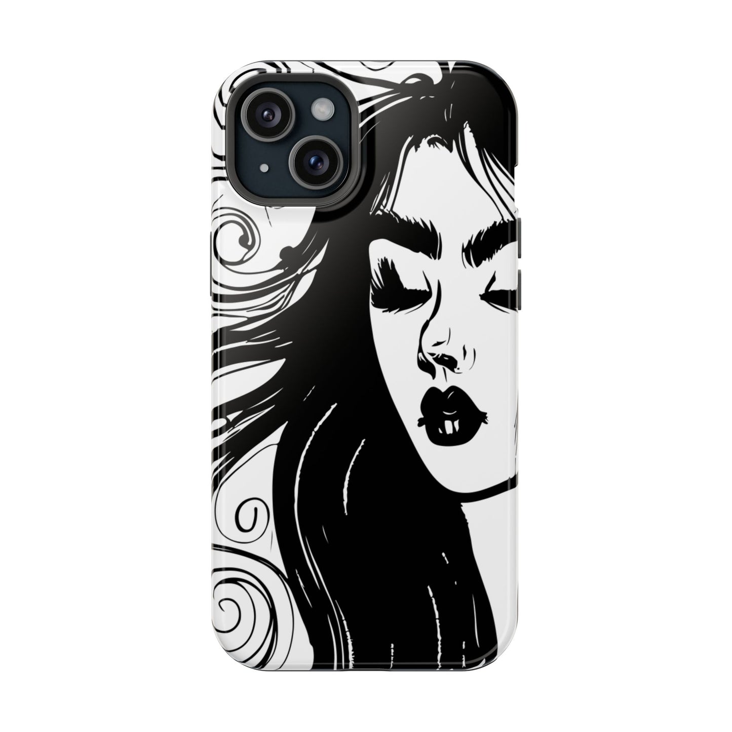 Artistic Black & White Portrait Phone Case — Magnetic Impact-Resistant