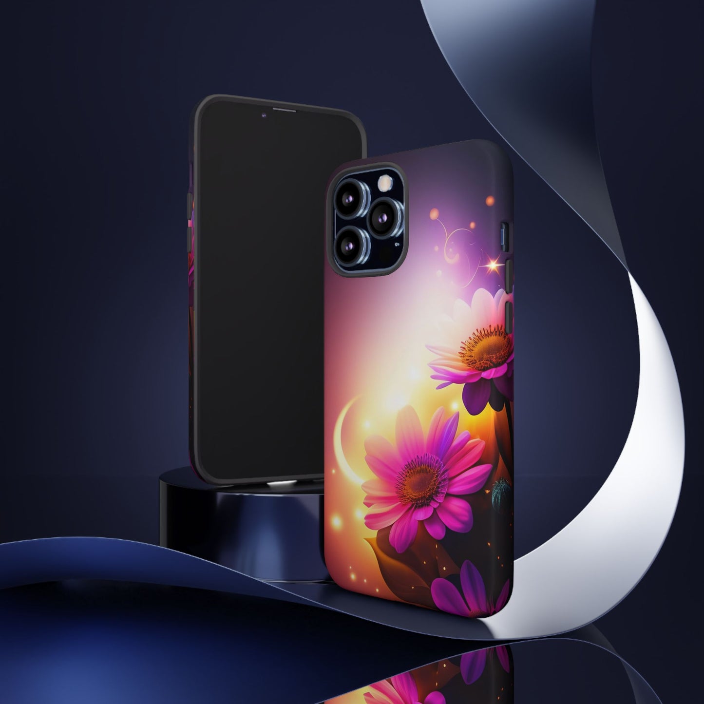 Floral Moonlight Phone Case – Purple Daisy Protective Cover