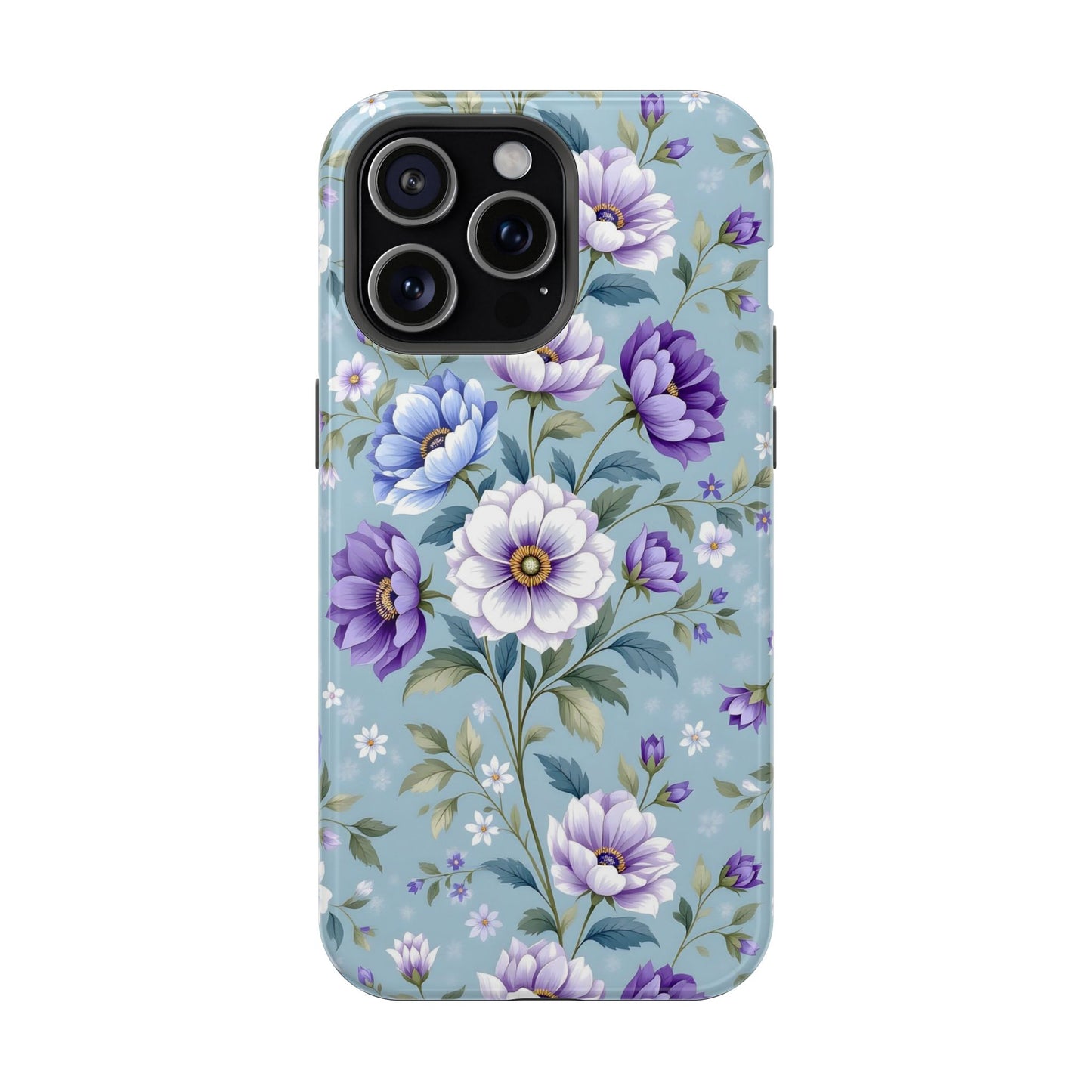Floral Purple Peony Phone Case — Magnetic Impact‑Resistant Protective Cover