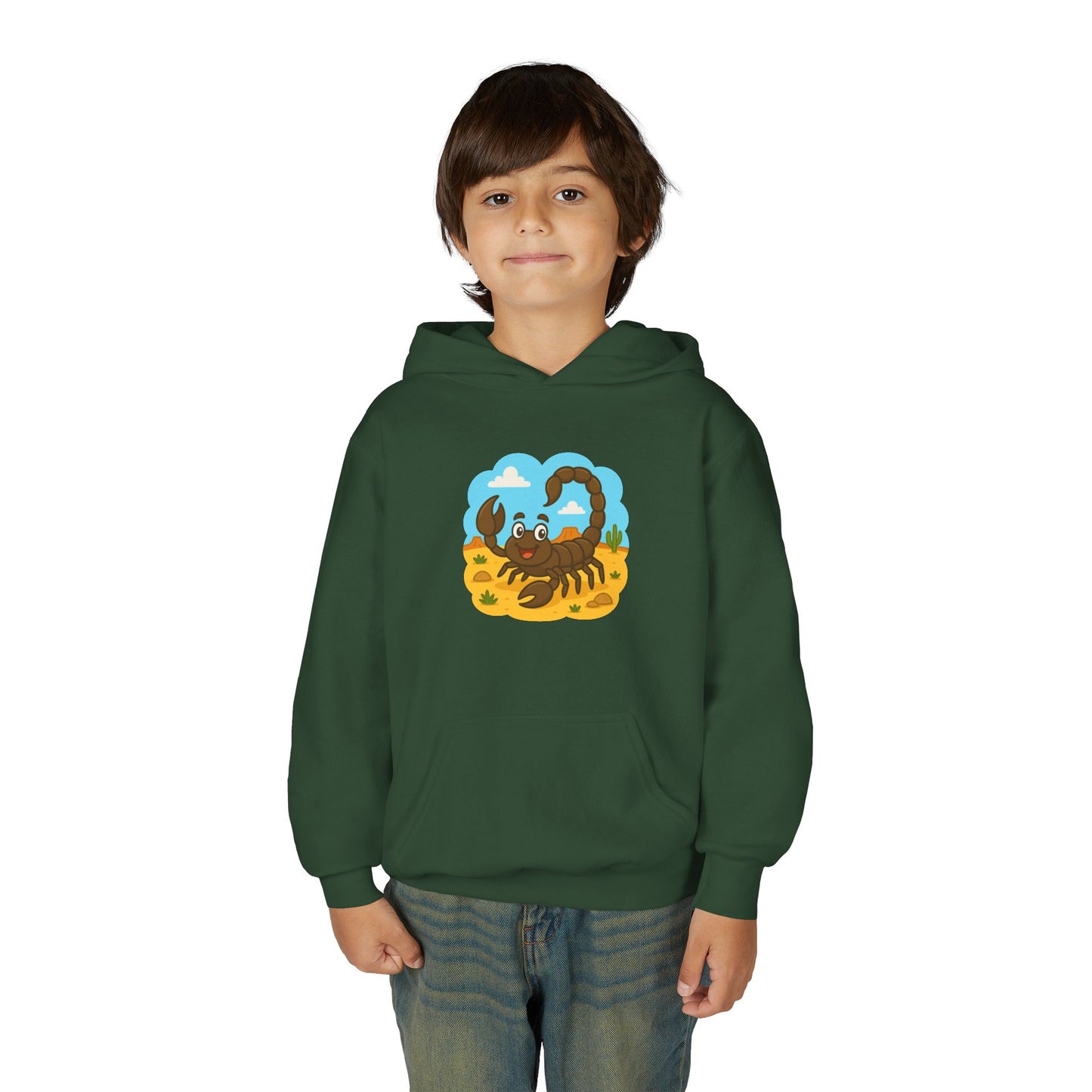 Smiling Scorpion Youth Hoodie | Desert Cartoon Scorpion Kids Sweatshirt