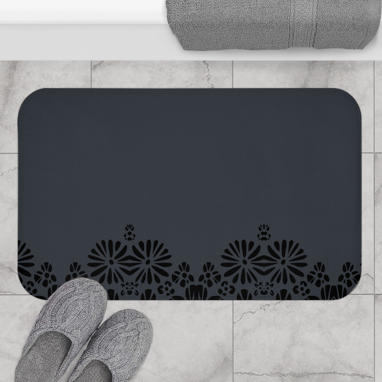 Floral Elegance Bath Mat - Chic Bathroom Decor, Home Spa Essentials, Gift for Her, Modern Design, Cozy Comfort