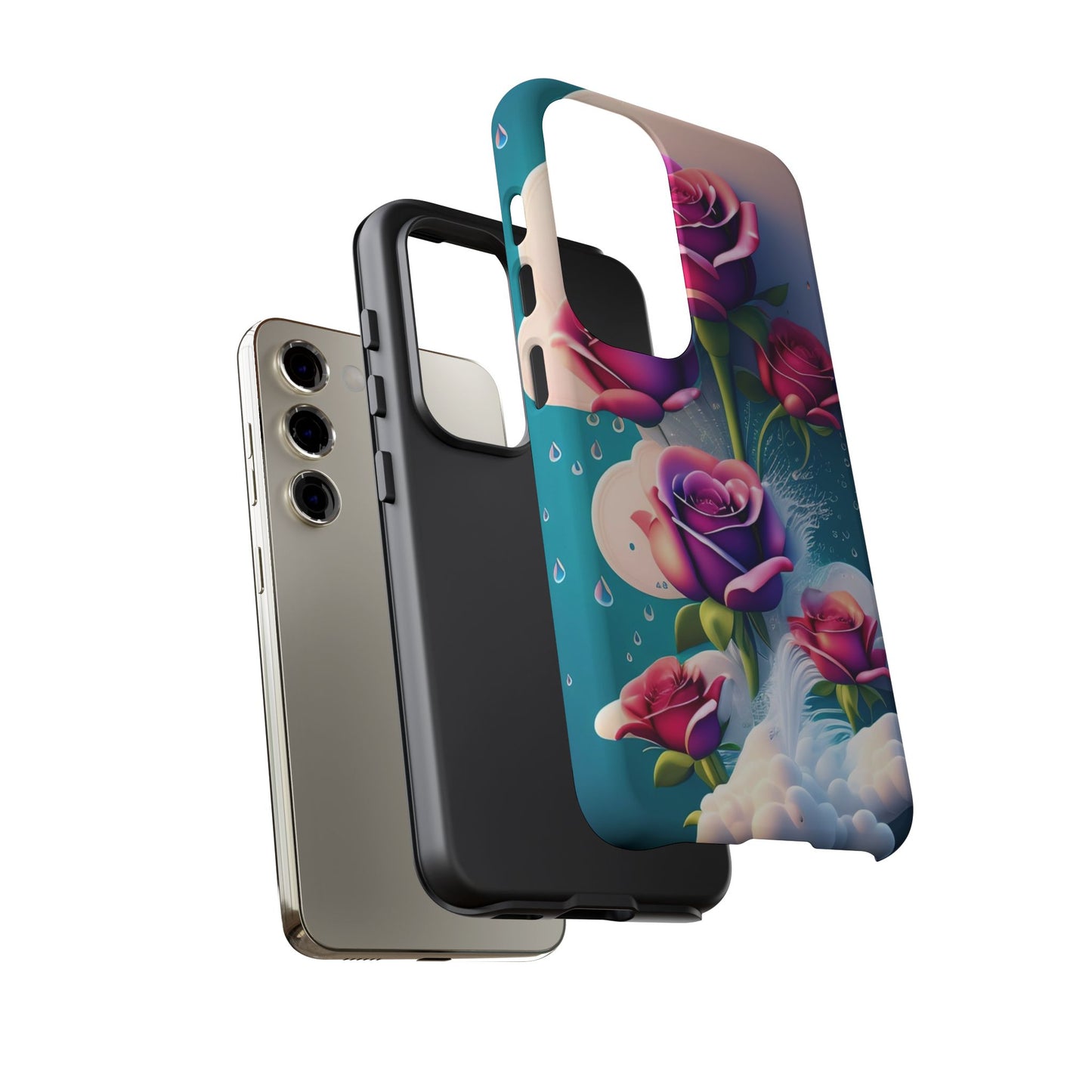 Floral Dream Tough Phone Case — Rose Bouquet Clouds Design