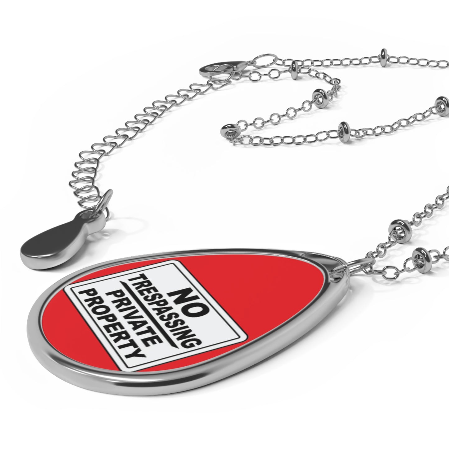 Statement Oval Necklace - No Trespassing Jewelry, Unique Gift for Her, Modern Accessory, Bold Fashion Piece, Everyday Wear