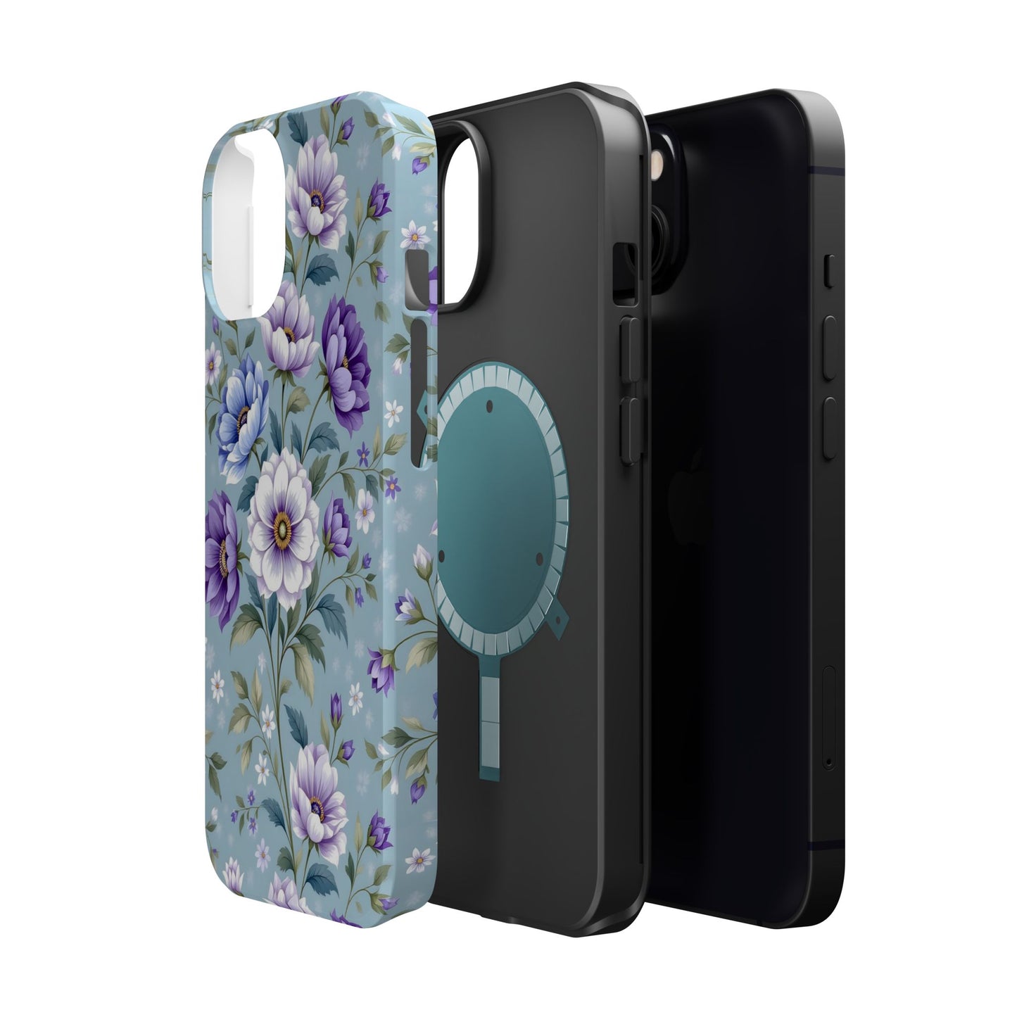 Floral Purple Peony Phone Case — Magnetic Impact‑Resistant Protective Cover