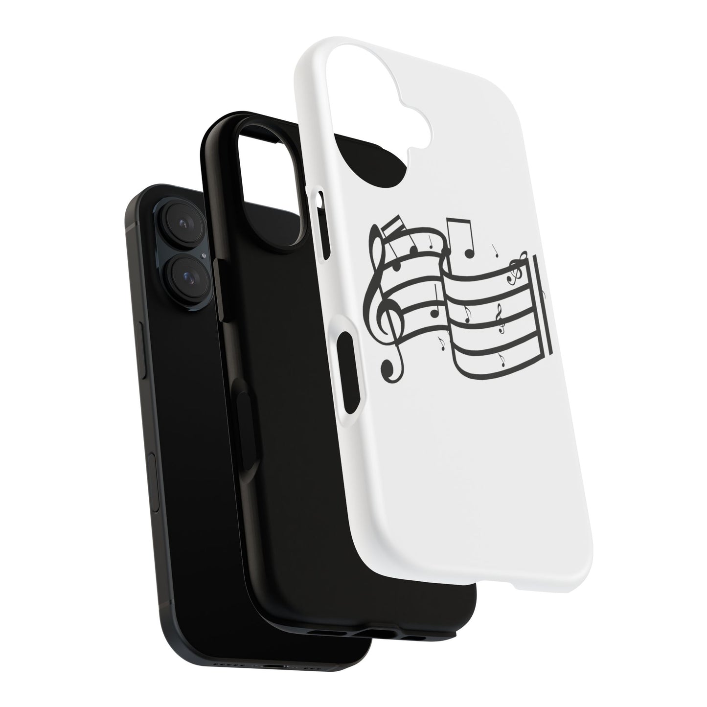 Musical Notes Phone Case — Black Treble Clef Music Staff Tough Case