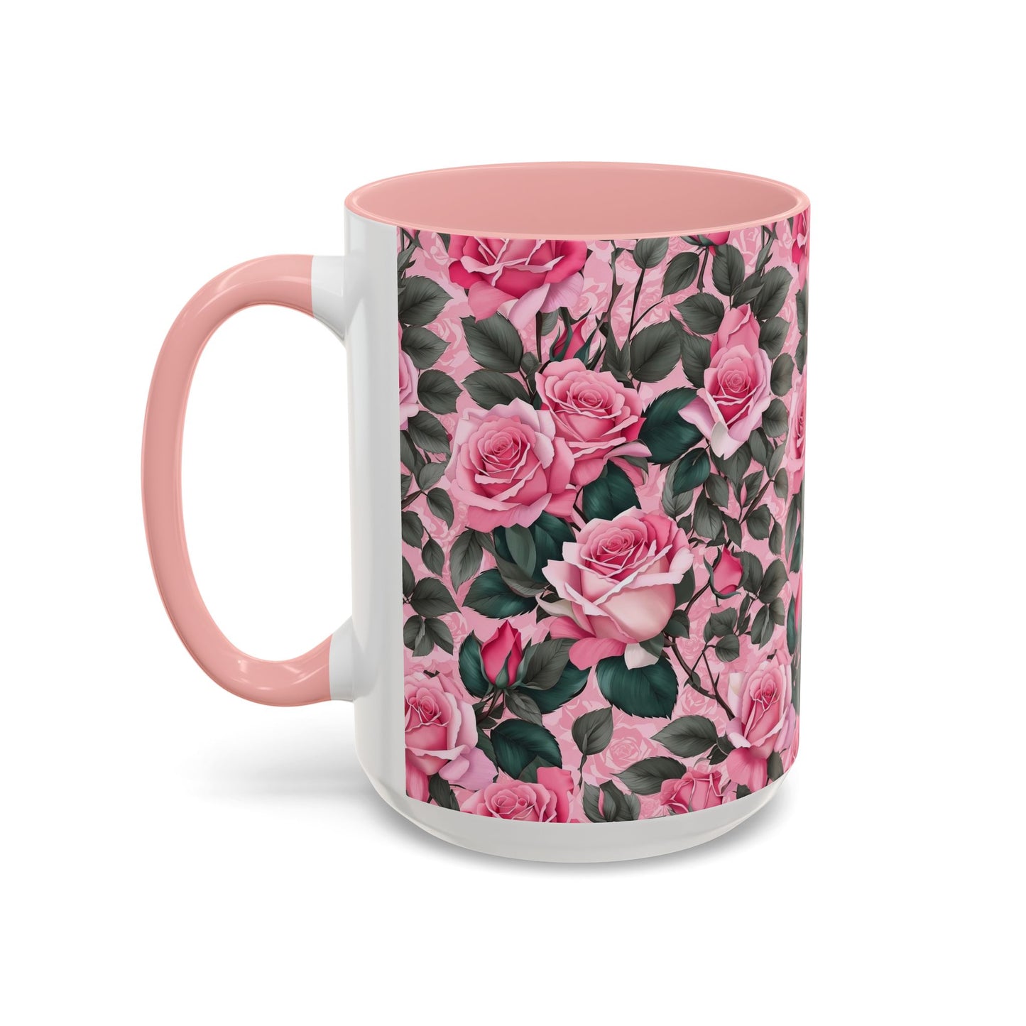 Floral Accent Coffee Mug, Pink Rose Mug, Gift for Her, Tea Cup, Mother's Day Present, Home Decor, Kitchen Essentials
