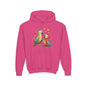 Youth Hoodie — Cute Parrot Couple Illustration (Hearts, Kids Pullover)