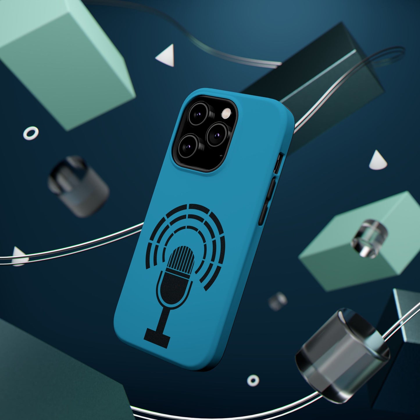 Phone Case — Retro Microphone Podcast Design, Magnetic Impact-Resistant