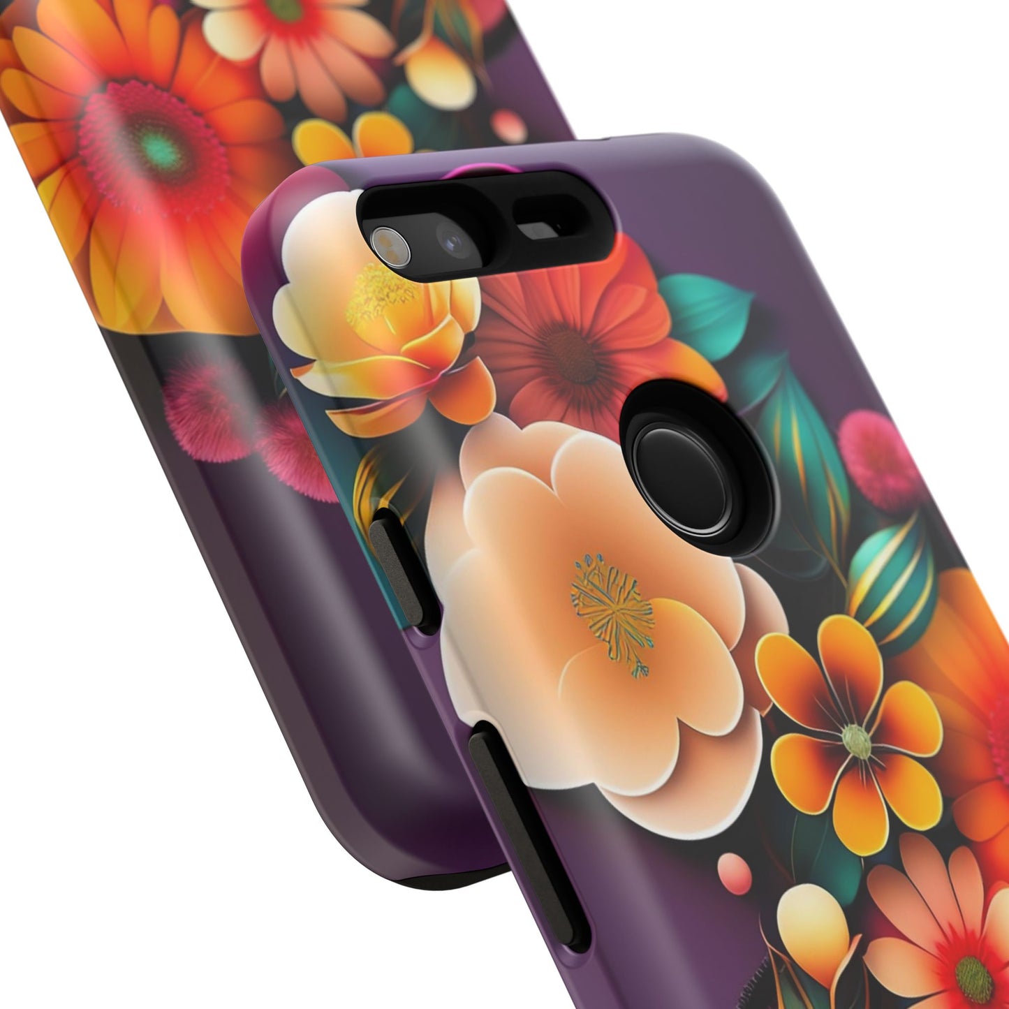 Floral Burst Tough Phone Case — Colorful Retro Flowers Protective Cover