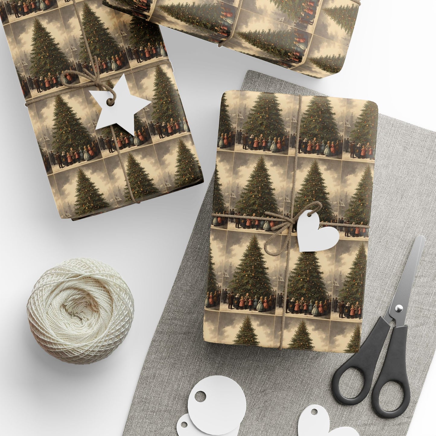 Vintage Christmas Train Wrapping Paper Roll — Classic Holiday Gift Wrap