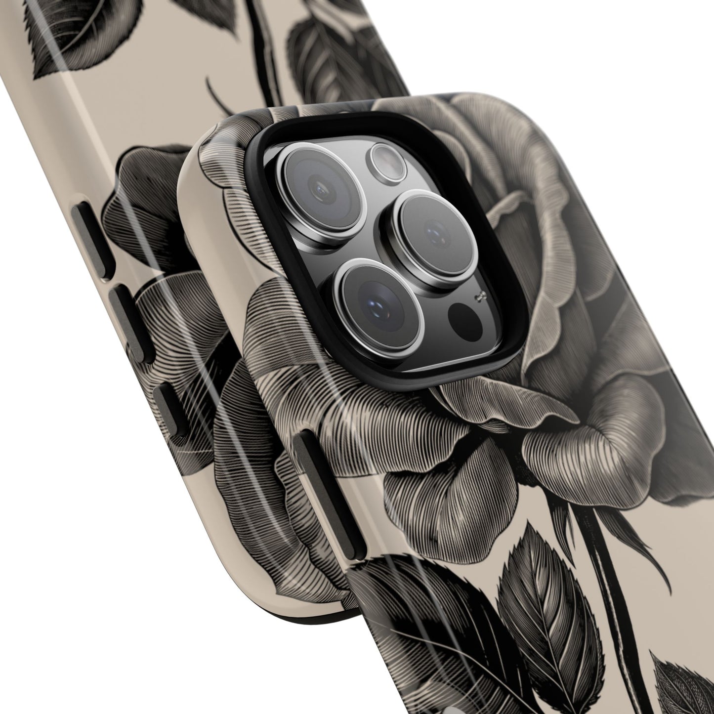 Black Rose Phone Case, Tough Cases with Floral Design, Elegant Tech Accessory, Gift for Flower Lovers, Stylish Protection