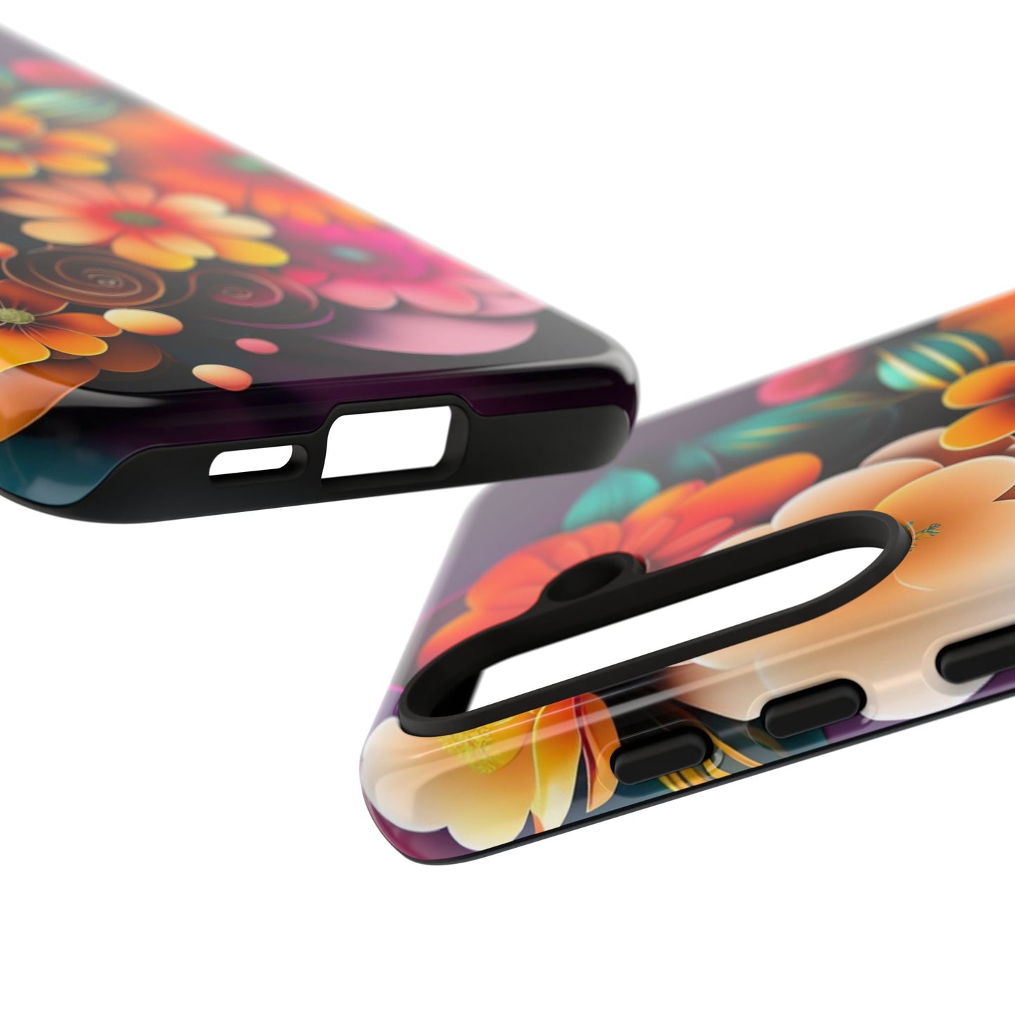 Floral Burst Tough Phone Case — Colorful Retro Flowers Protective Cover