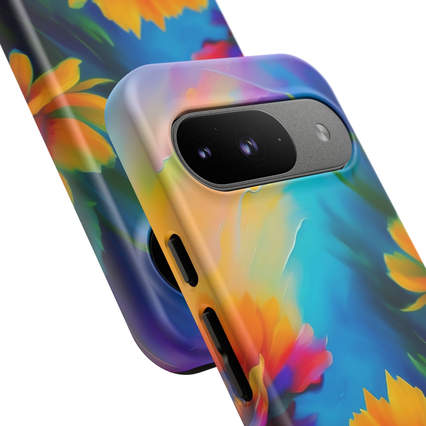 Floral Sunset Tough Phone Case — Vibrant Watercolor Flowers Protective Cover