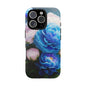 Floral Blue Peony Phone Case — Protective Tough Case with Pink & Blue Blooms