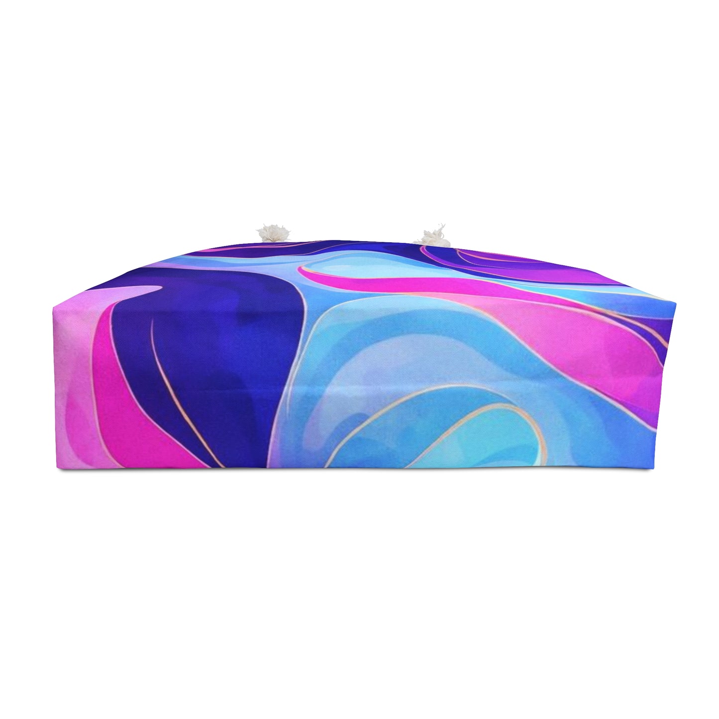 Abstract Wave Print Weekender Bag — Purple Pink Blue Carryall for Travel & Beach