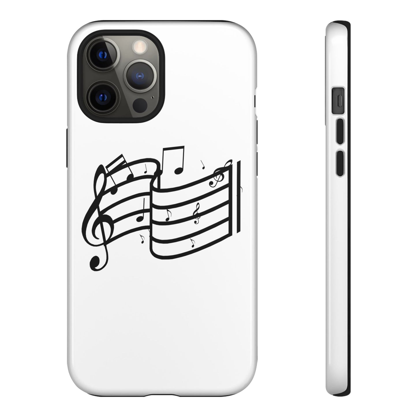 Musical Notes Phone Case — Black Treble Clef Music Staff Tough Case