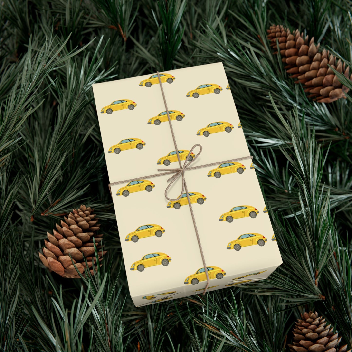 Taxi Pattern Gift Wrap Paper — Yellow Cab Wrapping Sheets for Car Lovers