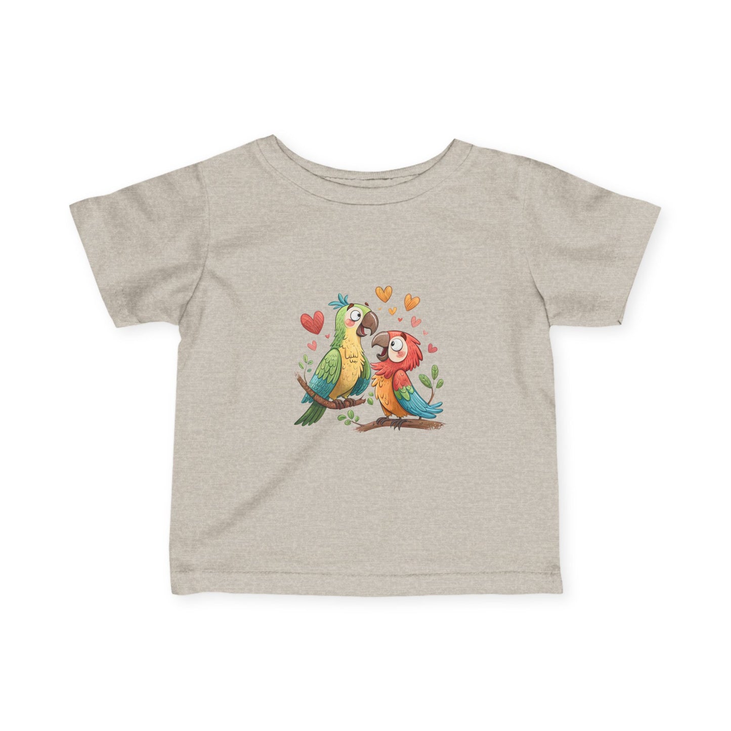 Infant Tee — Cute Pair of Parrots Baby Shirt (Hearts & Love)