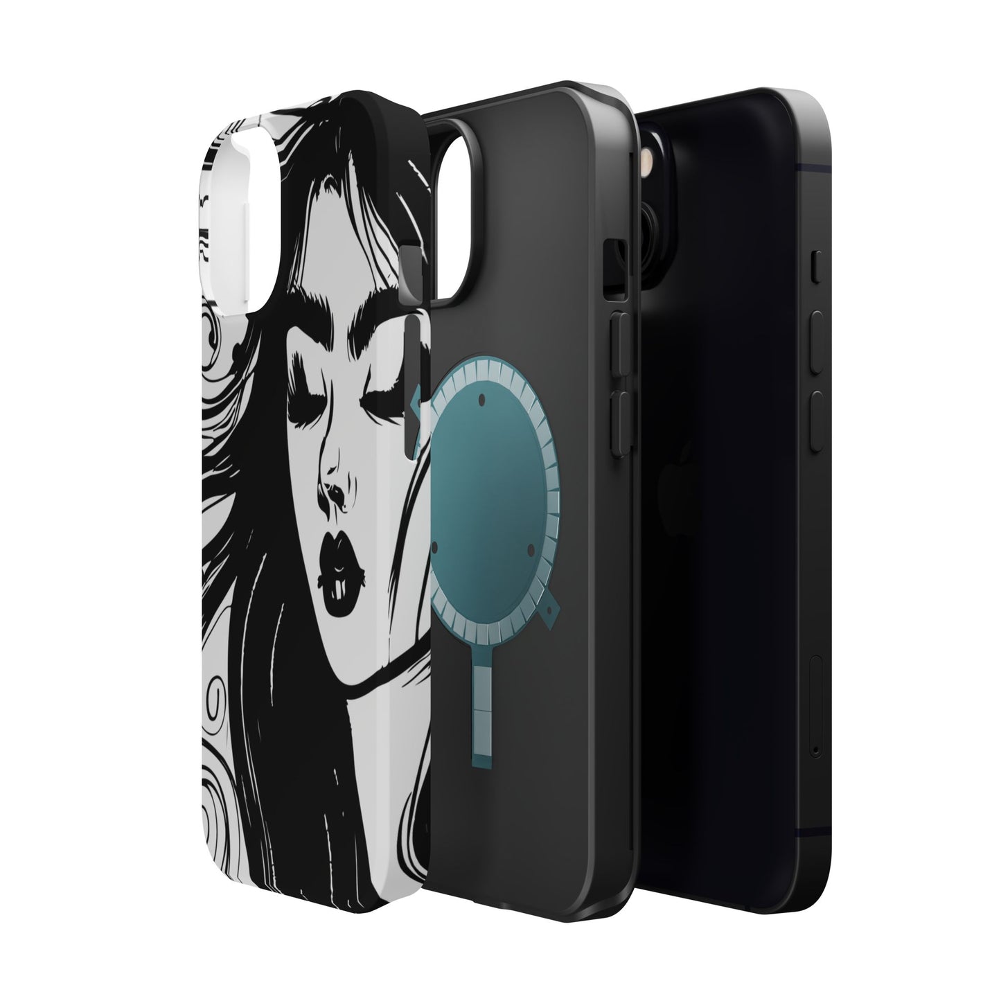 Artistic Black & White Portrait Phone Case — Magnetic Impact-Resistant