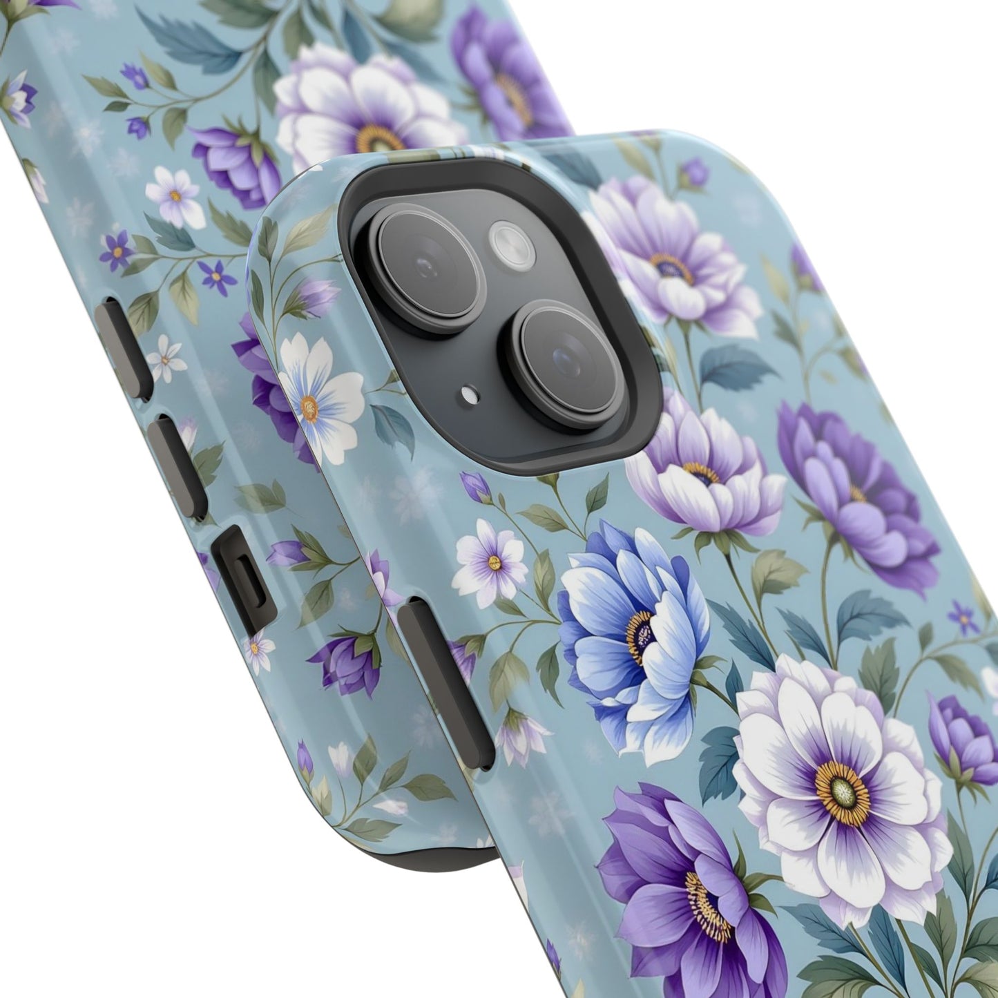 Floral Purple Peony Phone Case — Magnetic Impact‑Resistant Protective Cover