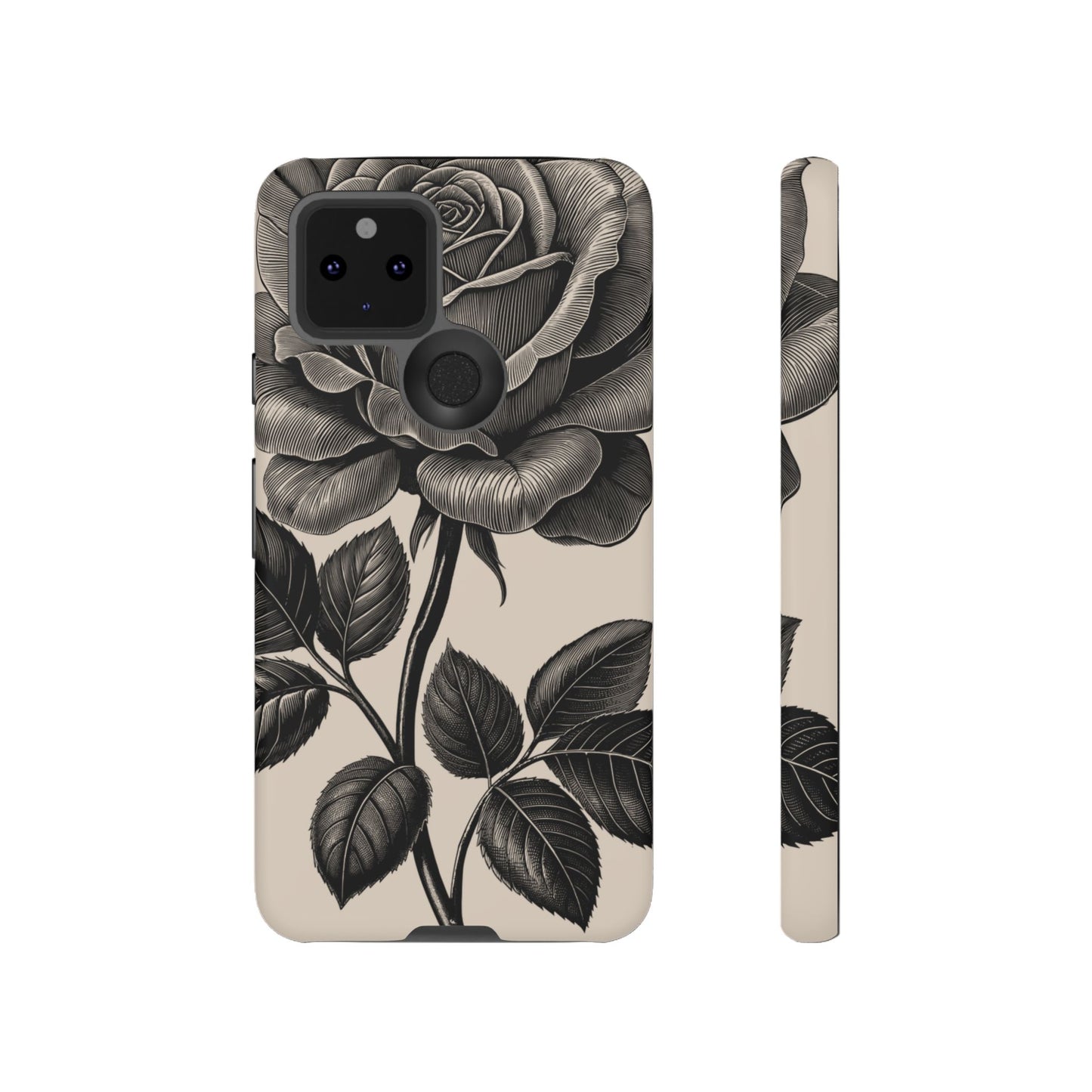 Black Rose Phone Case, Tough Cases with Floral Design, Elegant Tech Accessory, Gift for Flower Lovers, Stylish Protection