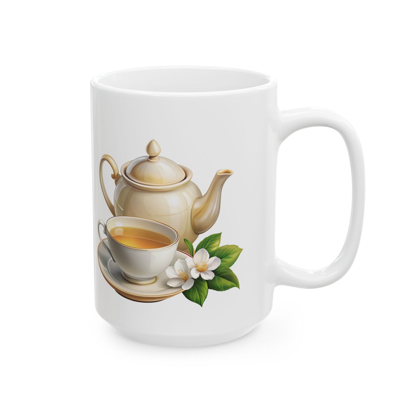 Elegant Tea-Themed Ceramic Mug, Perfect Gift for Tea Lovers, Home Decor, Mother's Day, Gift for Her, Cozy Mornings, Kitchenware