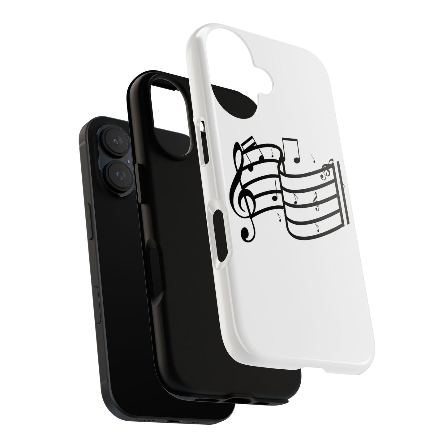 Musical Notes Phone Case — Black Treble Clef Music Staff Tough Case