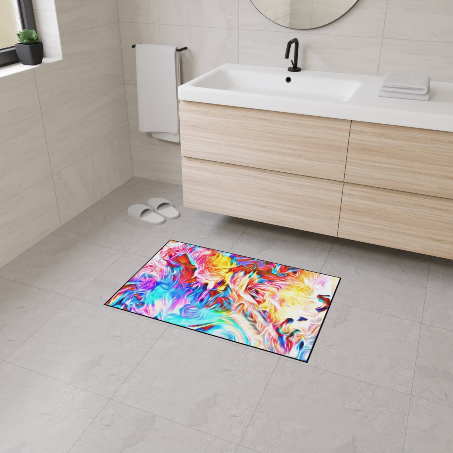 Abstract Swirl Heavy-Duty Floor Mat — Vibrant Colorful Entryway Rug