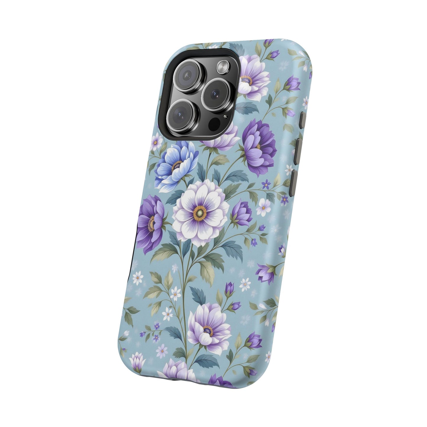 Floral Purple Peony Phone Case — Magnetic Impact‑Resistant Protective Cover