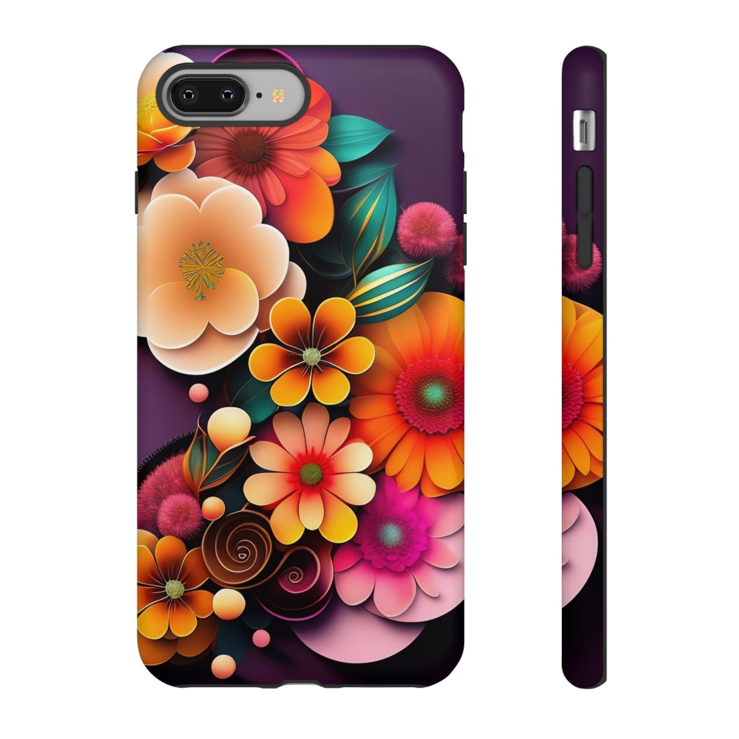 Floral Burst Tough Phone Case — Colorful Retro Flowers Protective Cover