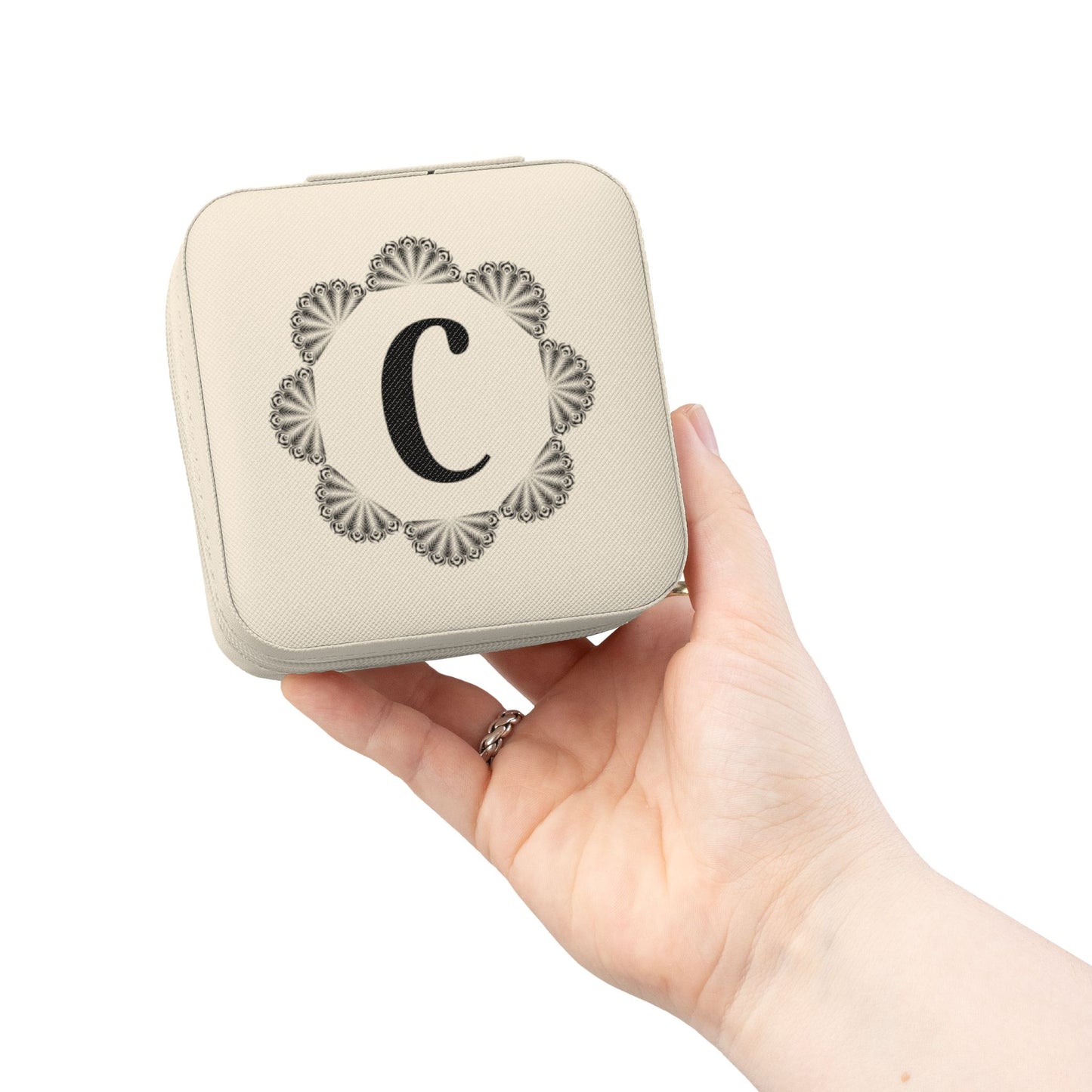 Personalized Monogram Jewelry Travel Case – Compact Rose Gold Organizer