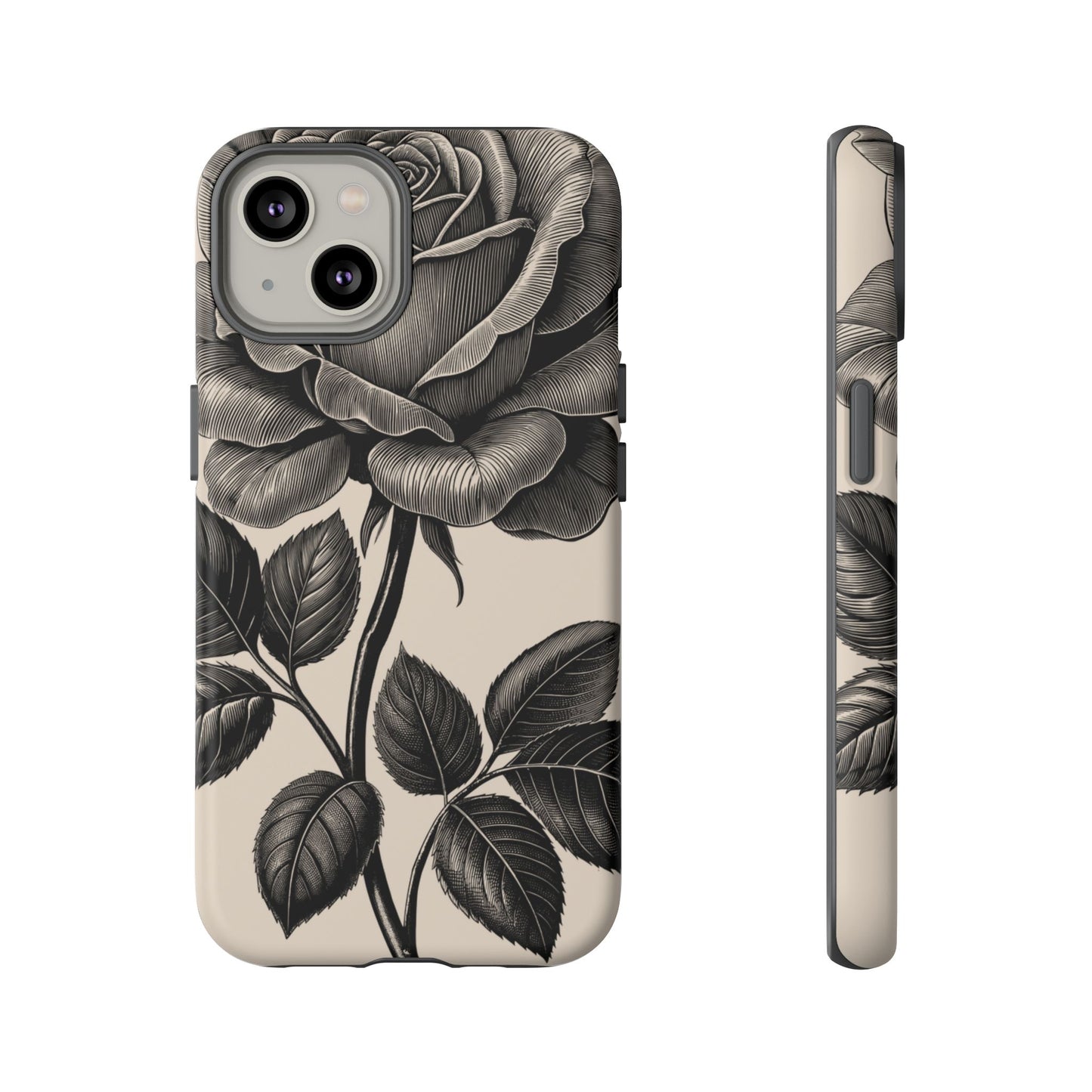 Black Rose Phone Case, Tough Cases with Floral Design, Elegant Tech Accessory, Gift for Flower Lovers, Stylish Protection