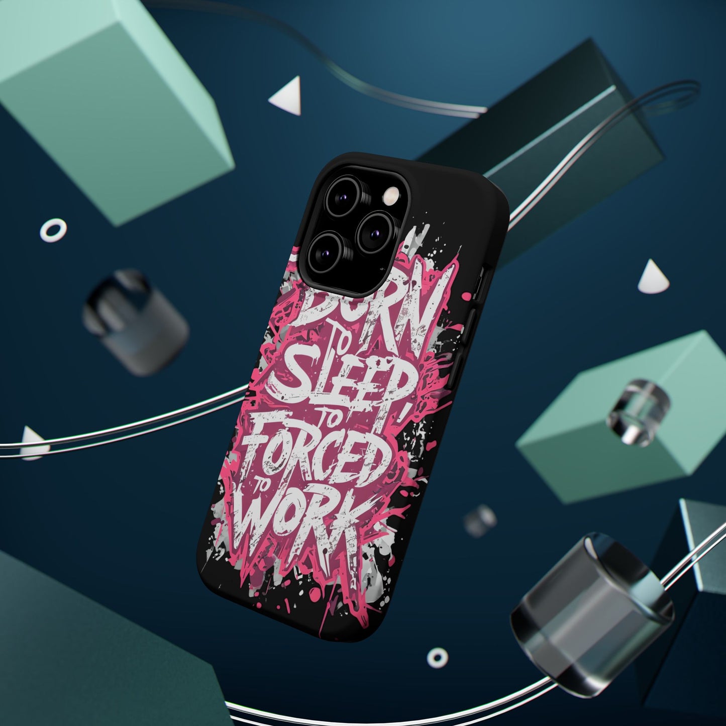 Phone Case — "Born to Sleep, Forced to Work" Impact-Resistant Magnetic Case