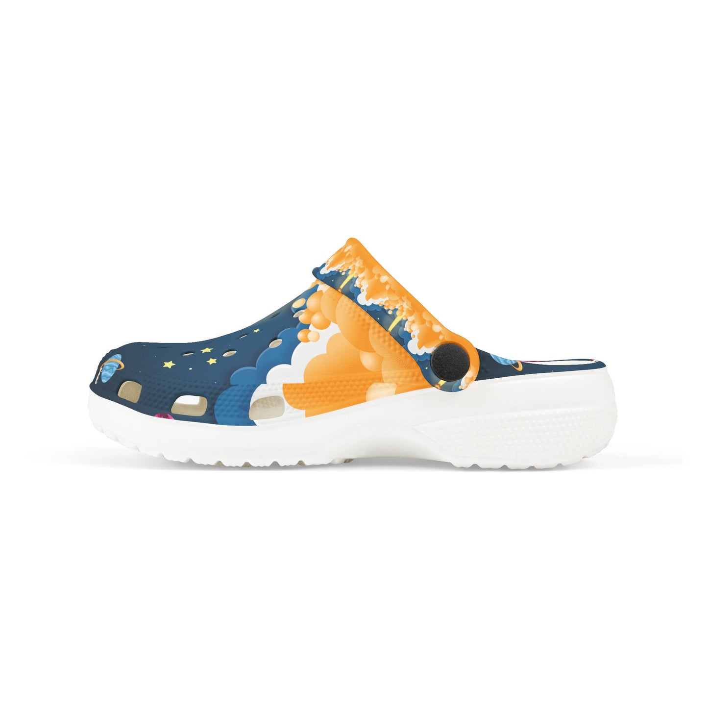 Rocket Adventure Kid's EVA Foam Clogs, Fun Kids Slip-On Shoes, Colorful Summer Footwear, Space-Themed Clogs for Playtime