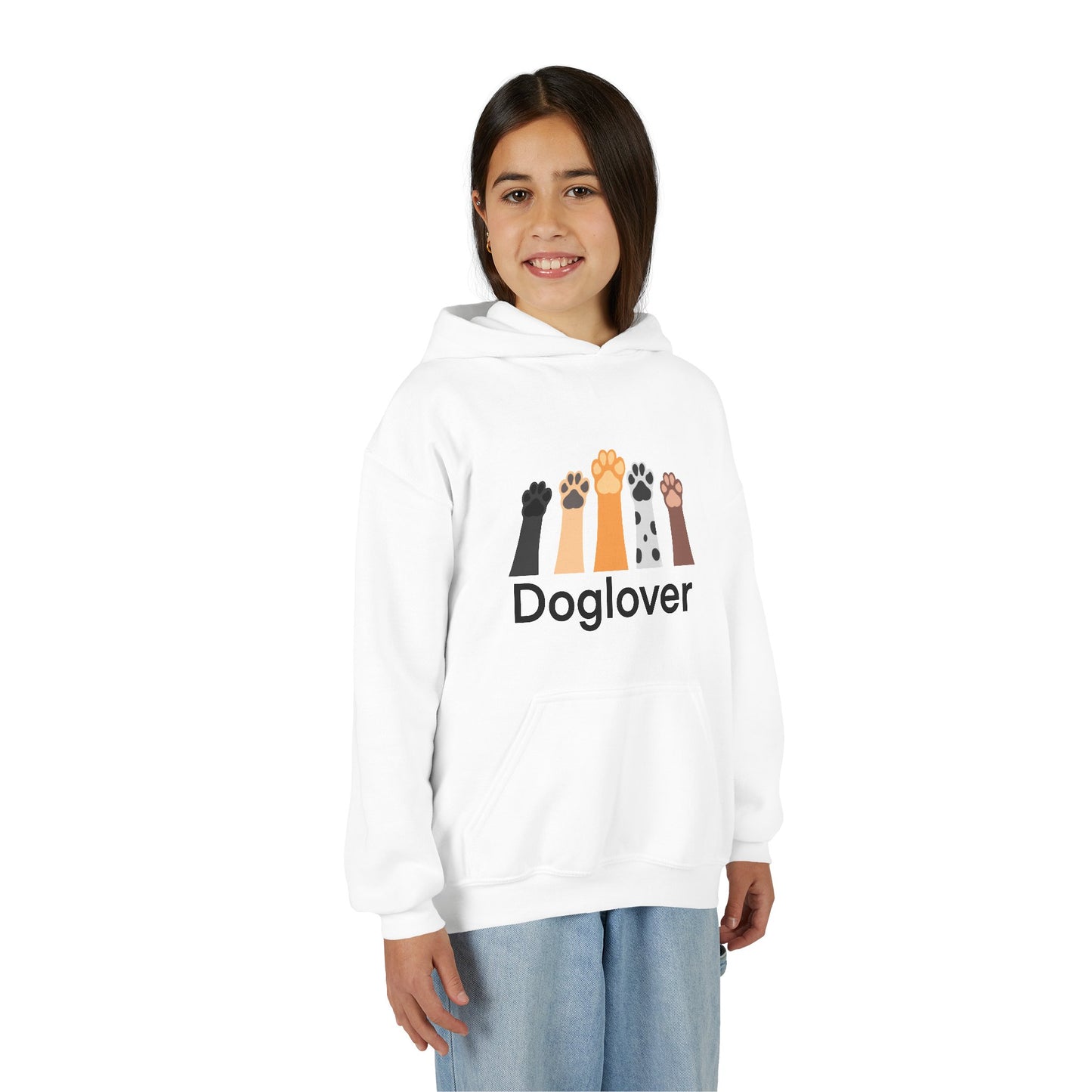 Doglover Youth Hoodie — Cute Paw Print Graphic Sweatshirt for Kids